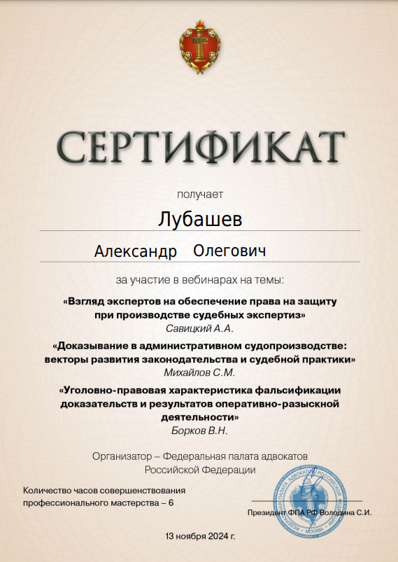 Сертификат — Вебинар 13.11.2024