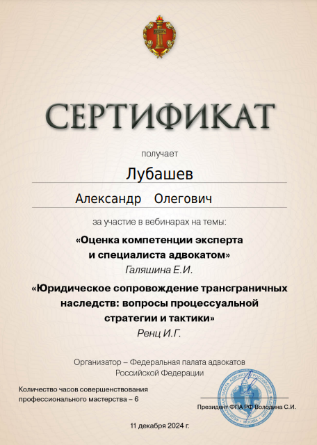 Сертификат — Вебинар 11.12.2024